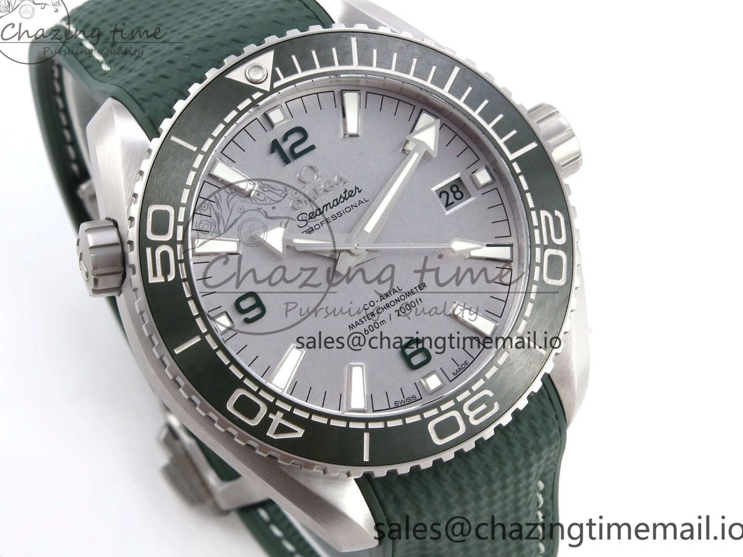 0513 Planet Ocean 43.5mm SS VSF 1:1 Best Edition Green Bezel White Dial on Green Rubber Strap A8900 Super Clone Unisex 7713